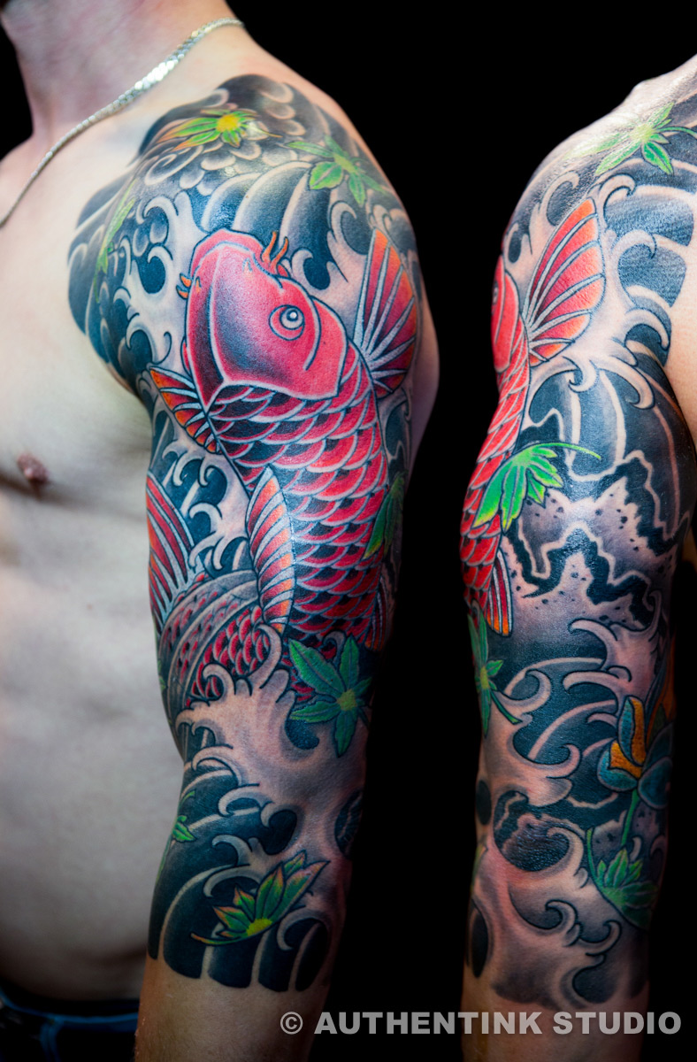 Koi fish tattoo on a womans shoulder  Best 3d tattoos 3d tattoo Koi  tattoo design